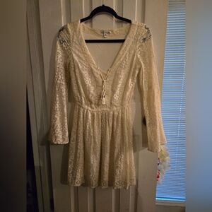 American Eagle Outfitters cream long sleeve dress, size XXS